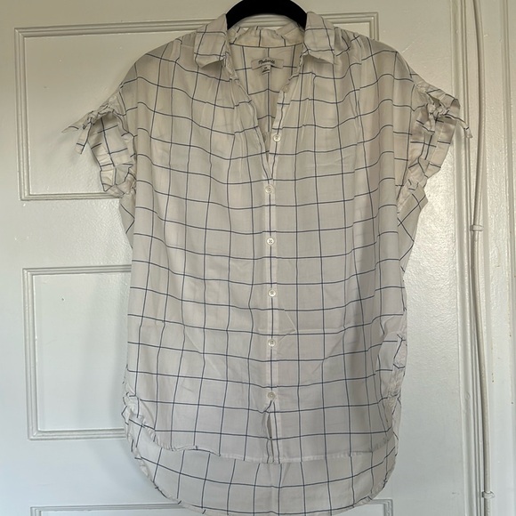 Madewell Central Tie-Sleeve Shirt in Windowpane size XS - Picture 2 of 8